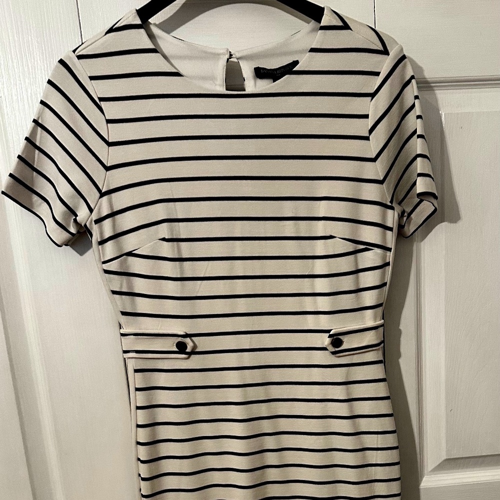 Banana Republic, Size 4, dark navy and white striped dress